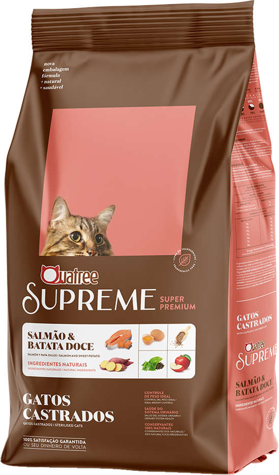 Quatree Supreme Gatos Adultos Castrado - Salmão com Batata doce, brócolis e maçã