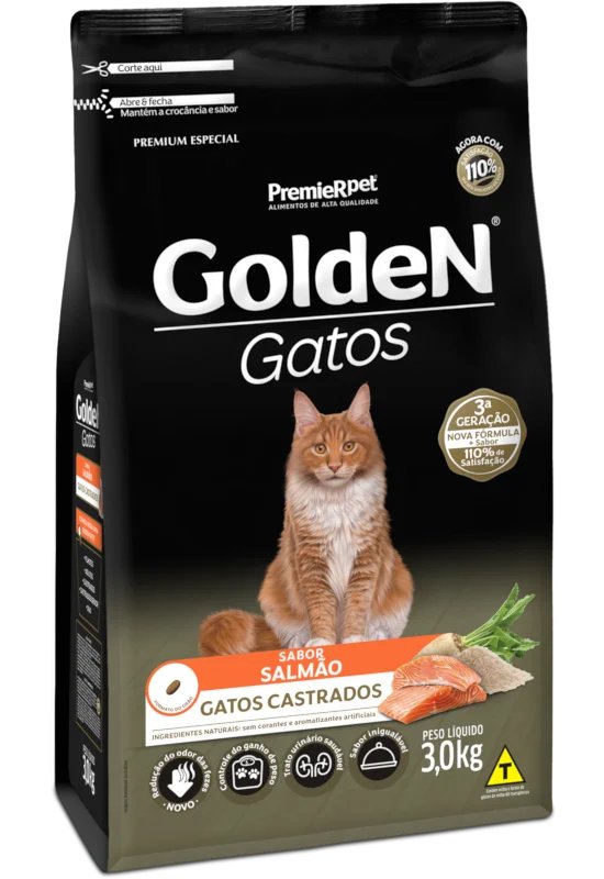 Golden Gatos Adultos Castrados Salmão