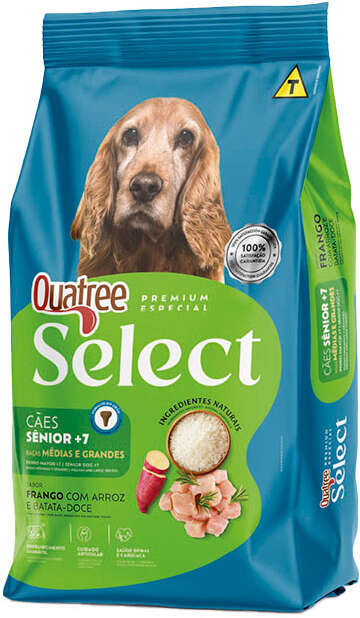 Quatree Select Cães Senior 7+ RMG - Frango c/ batata doce e arroz