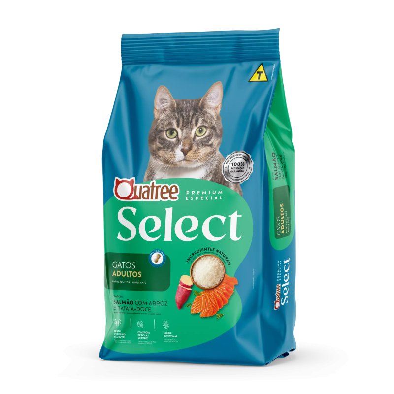 Quatree Select Gatos Adultos Todas as raças - Salmão com batata doce e arroz