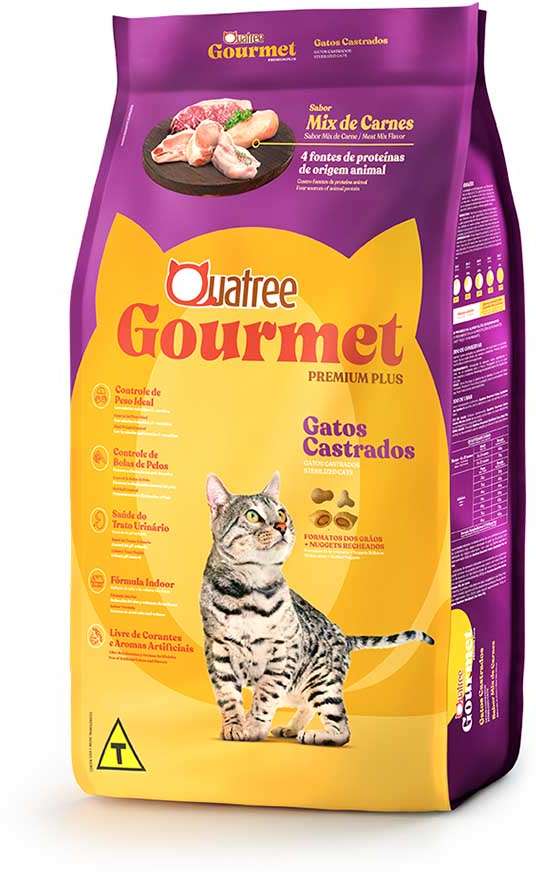 Quatree Gourmet Gatos Adultos Todas as raças - Castrado - Mix de carnes