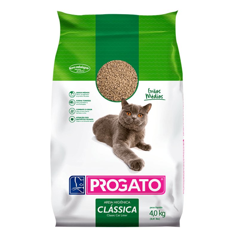 Areia Higiênica ProGatos Clássica Grãos Médios - 4Kg