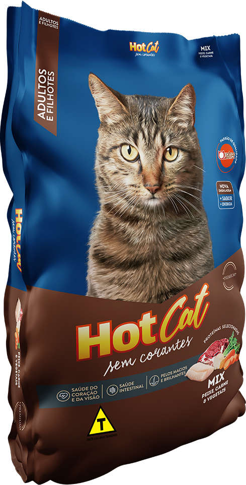 HotCat Gatos Adulto e filhote Todas as raças - Peixe, Carne e vegetais (mix)